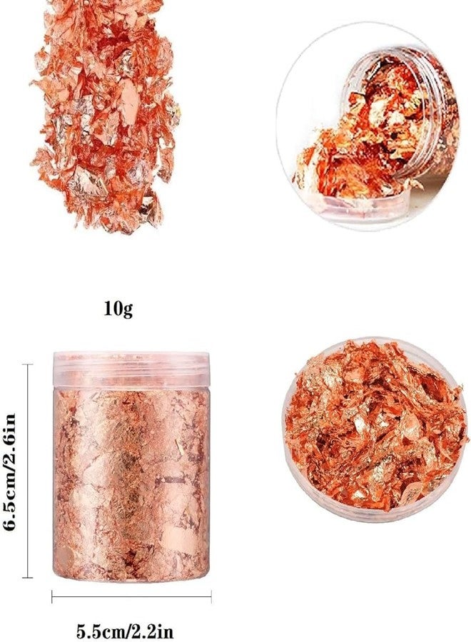 A.K GOLD LEAF Rose Gold Foil Flakes for Resin，10g Metallic Foil Flakes，for Nail Art, Painting, Crafts, Slime and Resin Jewelry Making ， DIY Crafts，Slime and Resin Jewelry Making (10g/Bottle) (Pack of 1) - Image 2