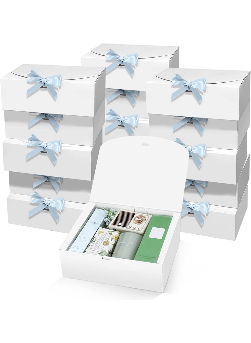 15 صندوق هدايا مع أغطية، أبيض مقاس 10X8X4 بوصة، صندوق عرض لمقترح وصيفة العروس مع شريط، صناديق ورقية كرافت للزفاف، التغليف، الهدايا، عيد الميلاد، عيد الميلاد، الحفلات - Image 1