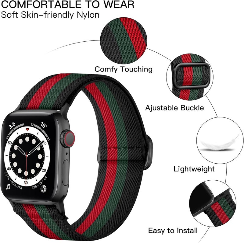 Lerobo Braided Band Compatible with Apple Watch Series 11 10 9 8 7 46mm 45mm 41mm Ultra SE 3 2 1 49mm Series 6 5 4 3 44mm 40mm 38mm 42mm Men iWatch Bands Women Stretchy Nylon Solo Loop Sport Strap - Image 2