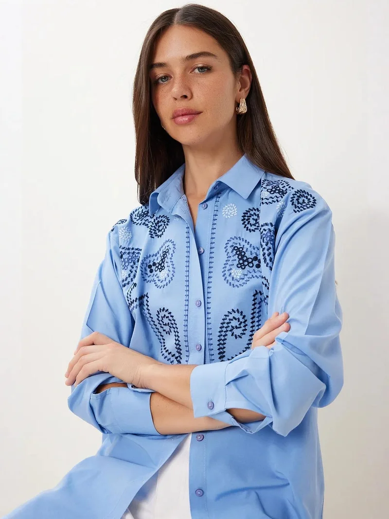 Happiness İstanbul ISTANBUL Embroidered Button-Up Shirt