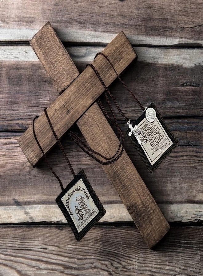 TALPGOD Scapulars Catholic, 3 Pack Bulk Brown Scapular Of Our Lady Of Mount Carmel, Escapularios Catolicos Scapular Catholic Necklaces Gift For Women Man With St Benedict Medal Crucifix Mexican Decoration - Image 4
