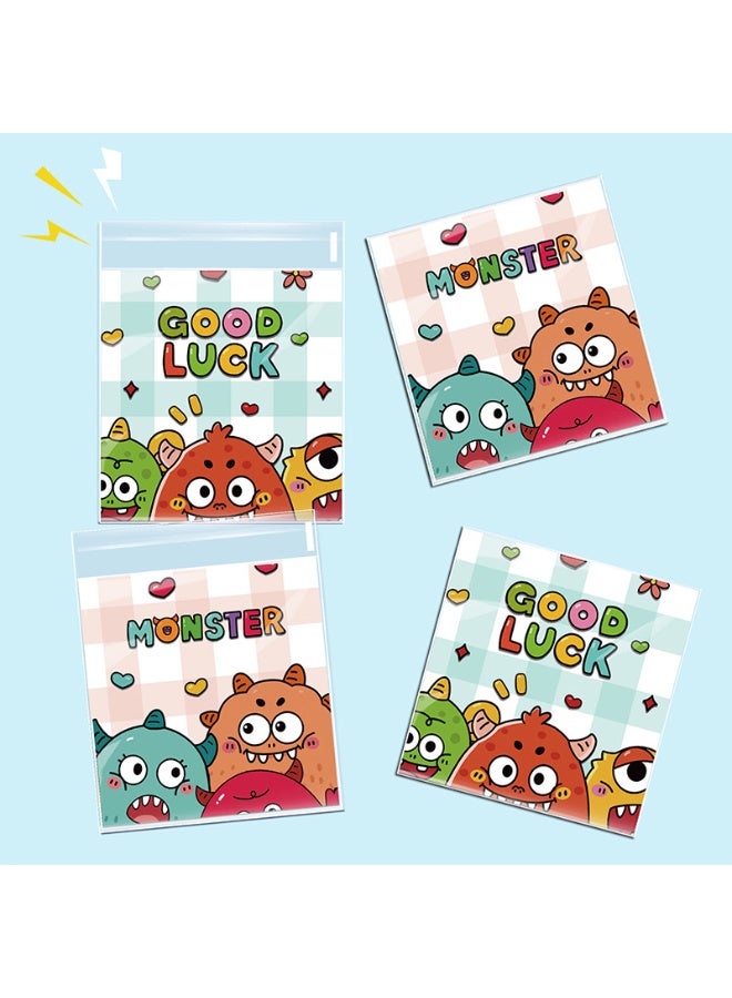 Kawkab 100 PCS 10*10 cm Self Adhesive Cute Cookie Bags, Plastic Clear Treat Bags Sealable Candy Bags for Packaging Candy Cookies Bakery Party Favor Gift Giving, Small Bags for Cookies, Sweets, Jewelry. - Image 1