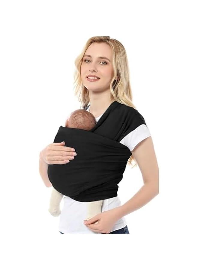 Baby Wrap Carrier, Hands Free Infant Carrier, Lightweight, Breathable, Softness Baby Carrier(Black) - Image 1