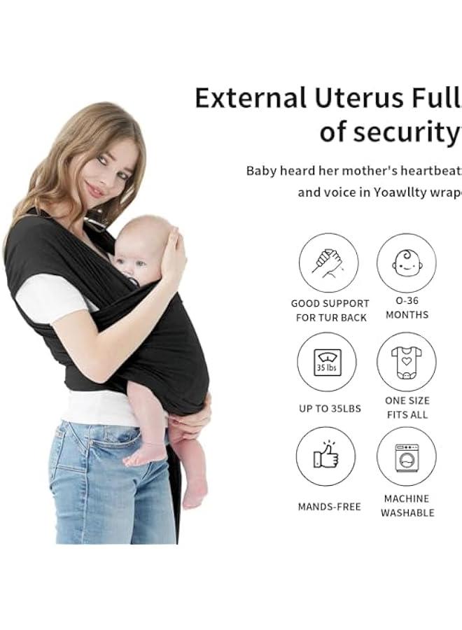 Baby Wrap Carrier, Hands Free Infant Carrier, Lightweight, Breathable, Softness Baby Carrier(Black) - Image 3