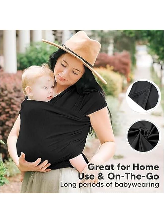 Baby Wrap Carrier, Hands Free Infant Carrier, Lightweight, Breathable, Softness Baby Carrier(Black) - Image 2