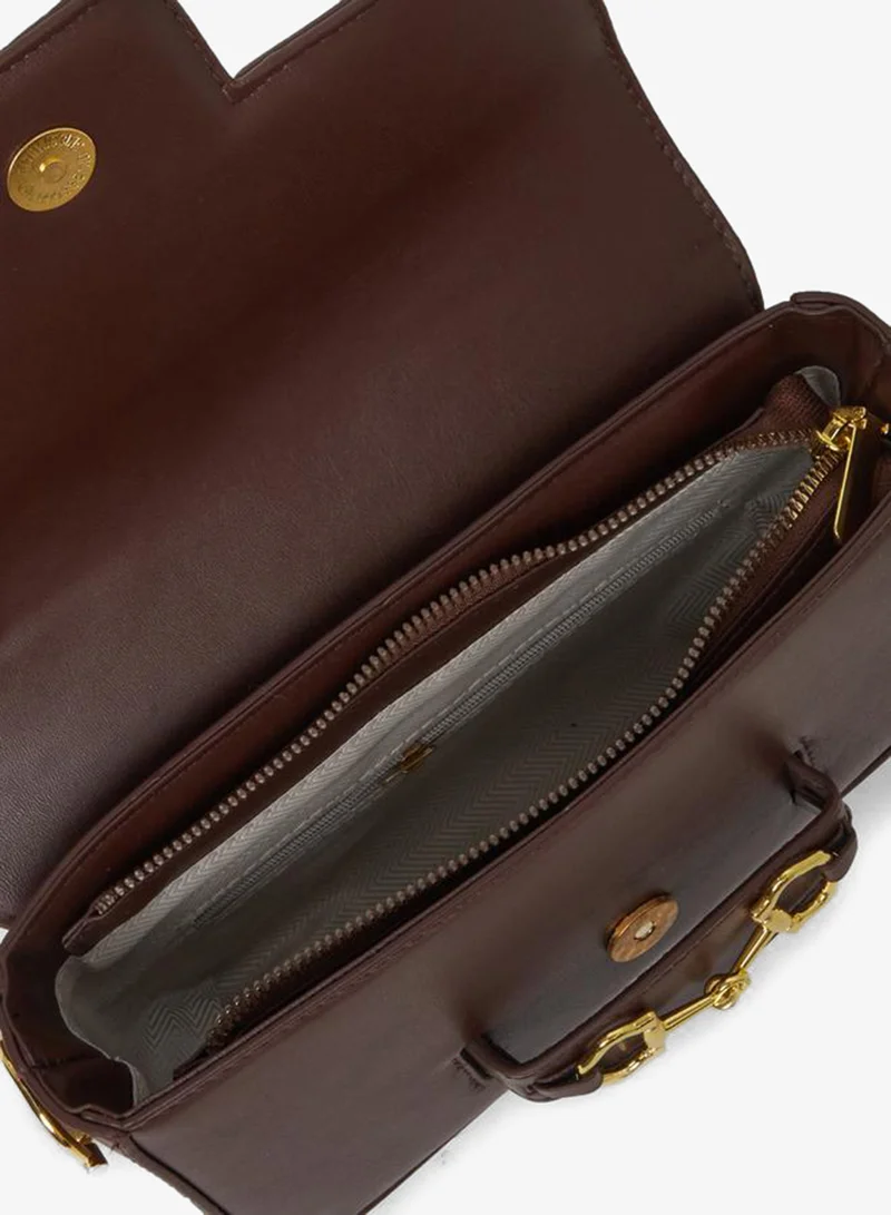 Styli  Styli Coffee Brown Baguette Bag with Gold Hardware for Women | Best Price UAE