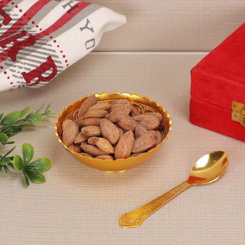 N/M NM Aluminium Serving Dry Fruit Bowl with Spoon Gold Plated Finish 1 Piece - Image 3