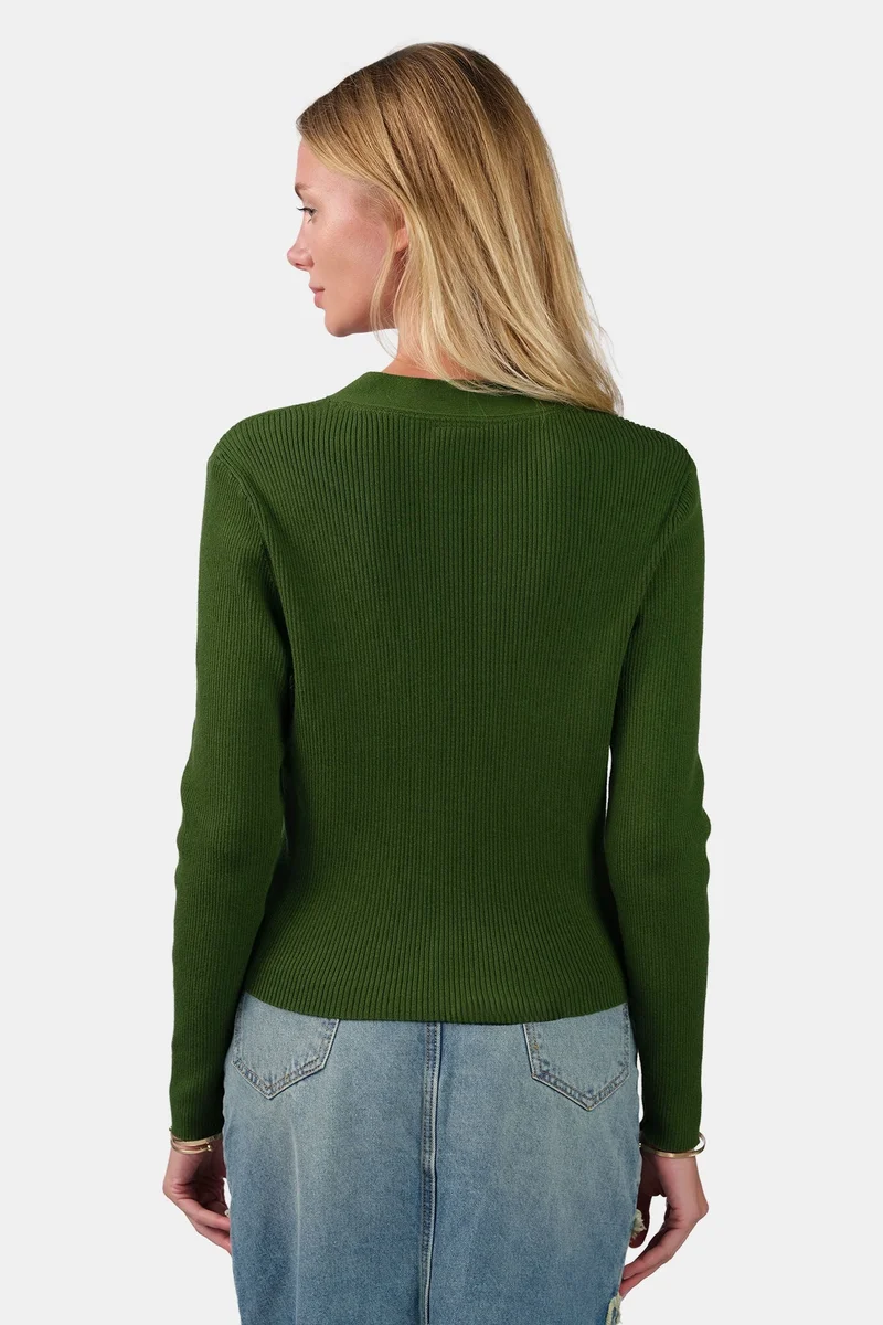 Virgio  Self Design Cotton V-Neck Button Down Knit Cardigan for Women for Women | Best Price UAE
