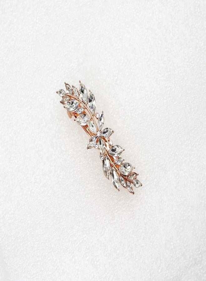 Faship Gorgeous Clear Rhinestone Crystal Small Floral Hair Barrette Clip - Image 3