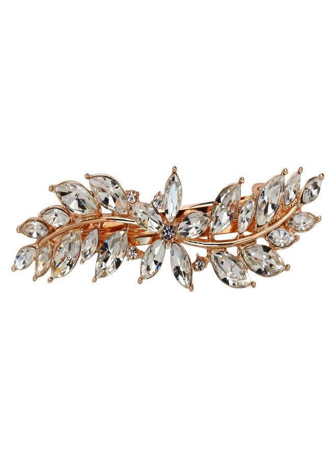 Faship Gorgeous Clear Rhinestone Crystal Small Floral Hair Barrette Clip - Image 1
