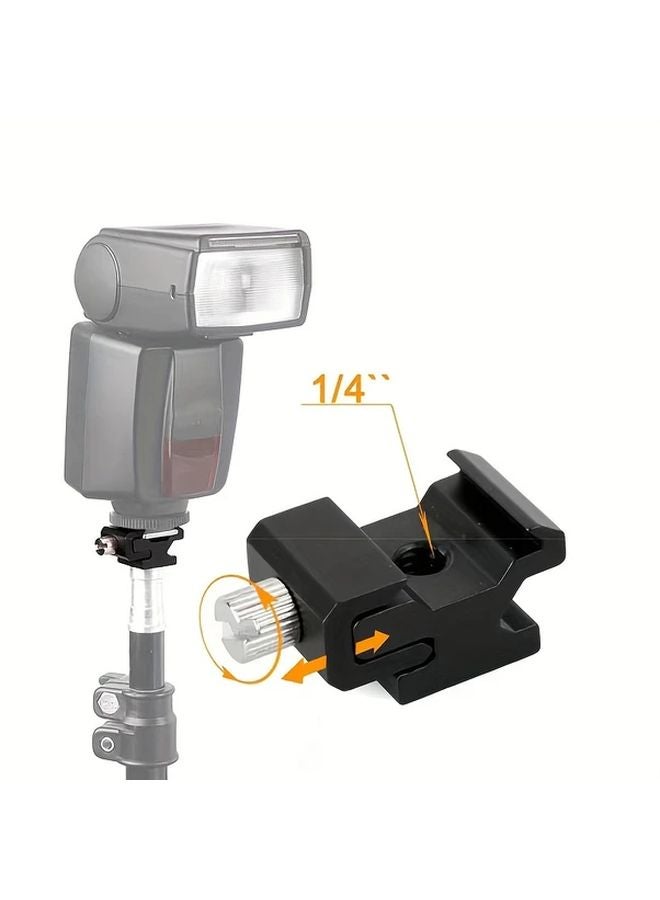 1pc Metal Flash Bracket with Cold Hot Shoe Mount 1 4 Tripod Screw for Light Stands - Image 1