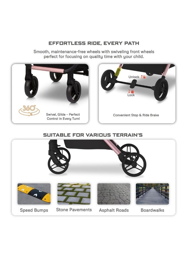 neobreez OCTA 360° Rotate Seat Lightweight Compact Travel Toddler Baby Stroller,  Reversible Handle Baby Trolley, Two-Way Baby Stroller, One-Hand Fold, Waterproof UPF 50+ Canopy, 0-4 Yrs, 22kg,  3yrs Warranty - Image 5