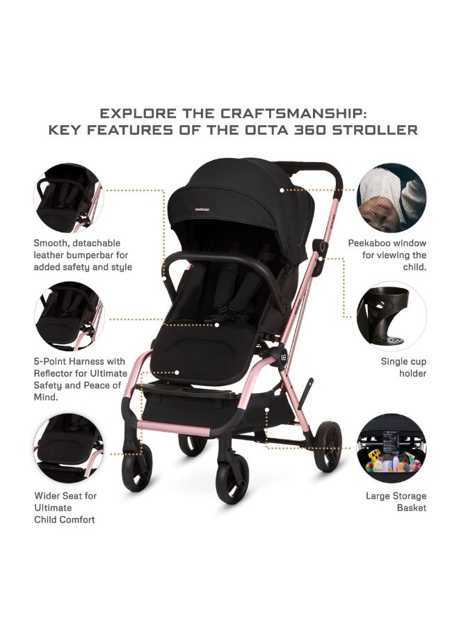 neobreez OCTA 360° Rotate Seat Lightweight Compact Travel Toddler Baby Stroller,  Reversible Handle Baby Trolley, Two-Way Baby Stroller, One-Hand Fold, Waterproof UPF 50+ Canopy, 0-4 Yrs, 22kg,  3yrs Warranty - Image 4
