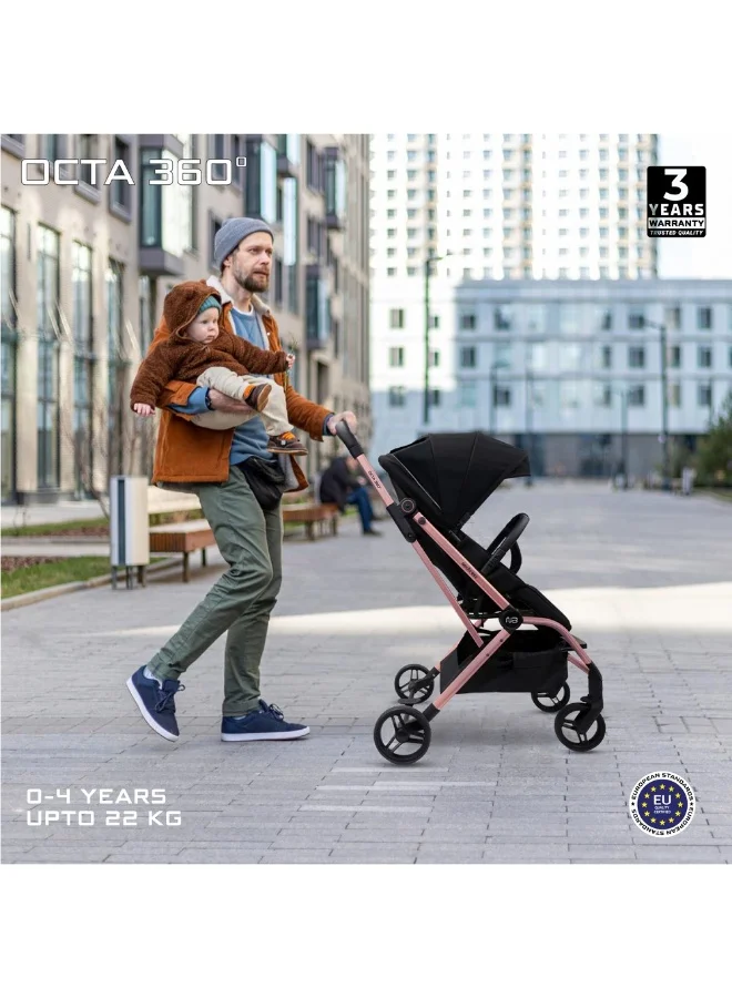 neobreez OCTA 360° Rotate Seat Lightweight Compact Travel Toddler Baby Stroller,  Reversible Handle Baby Trolley, Two-Way Baby Stroller, One-Hand Fold, Waterproof UPF 50+ Canopy, 0-4 Yrs, 22kg,  3yrs Warranty
