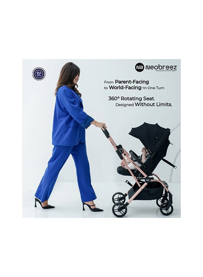 neobreez OCTA 360° Rotate Seat Lightweight Compact Travel Toddler Baby Stroller,  Reversible Handle Baby Trolley, Two-Way Baby Stroller, One-Hand Fold, Waterproof UPF 50+ Canopy, 0-4 Yrs, 22kg,  3yrs Warranty - Image 3