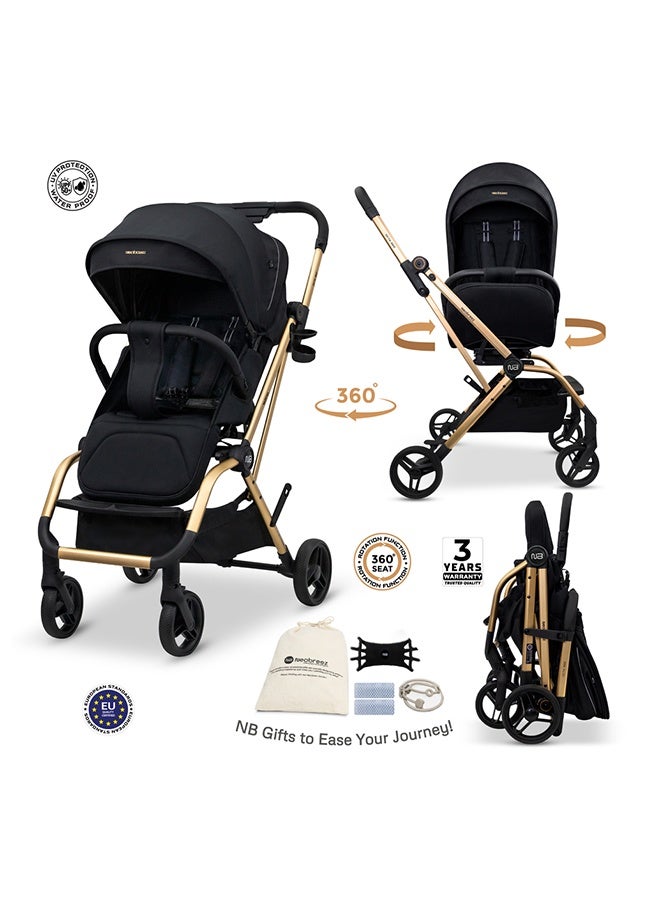 نيوبريز عربة أطفال دوارة  درجة خفيفة الوزن للسفر، مقعد قابل للعكس، قابلة للطي بيد واحدة، مظلة مقاومة للماء بعامل حماية +، ضمان  سنوات - Image 2