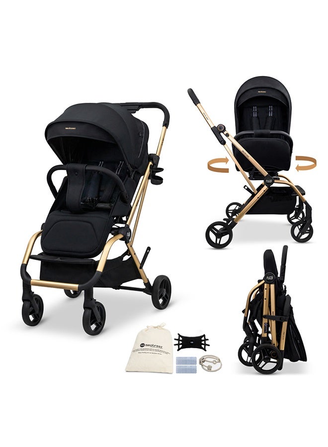 نيوبريز عربة أطفال دوارة  درجة خفيفة الوزن للسفر، مقعد قابل للعكس، قابلة للطي بيد واحدة، مظلة مقاومة للماء بعامل حماية +، ضمان  سنوات - Image 1