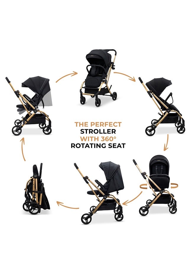 نيوبريز عربة أطفال دوارة  درجة خفيفة الوزن للسفر، مقعد قابل للعكس، قابلة للطي بيد واحدة، مظلة مقاومة للماء بعامل حماية +، ضمان  سنوات - Image 5