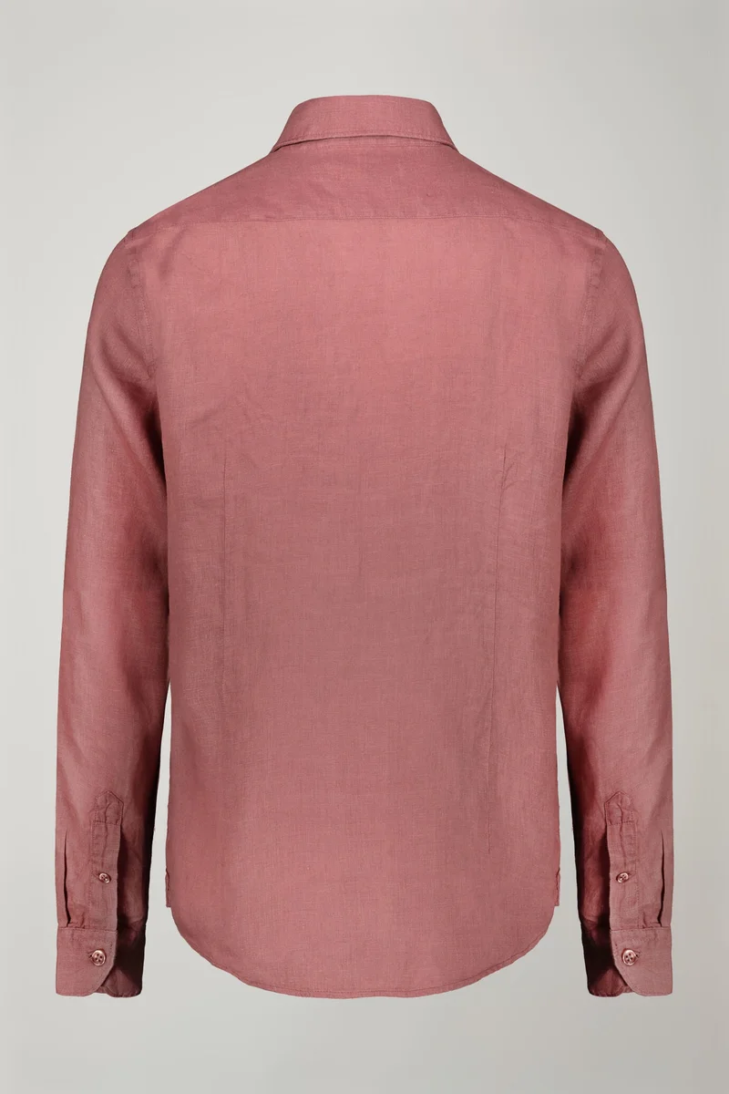 Doppelganger Pink Men's casual shirt classic collar 100% linen comfort fit - Antique Rose for Men | Best Price UAE