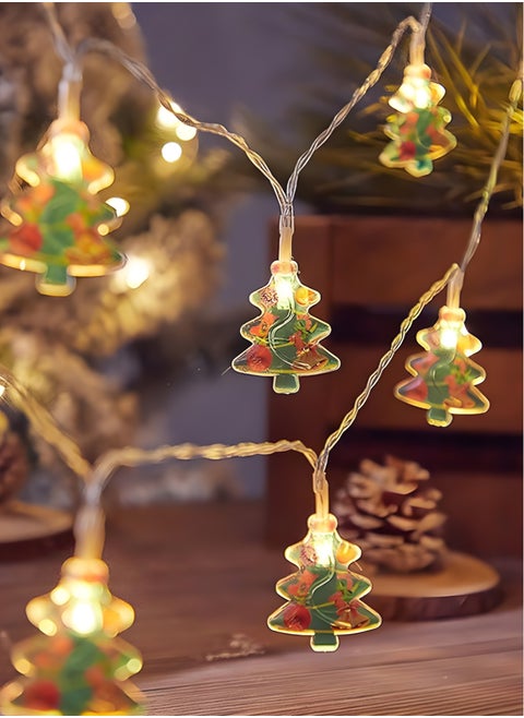 Green Pine  Battery Operated LED String Lights – 2m Battery-Powered Warm LED Rustic Lighting for Wreaths, Mini Trees, and Holiday Decor