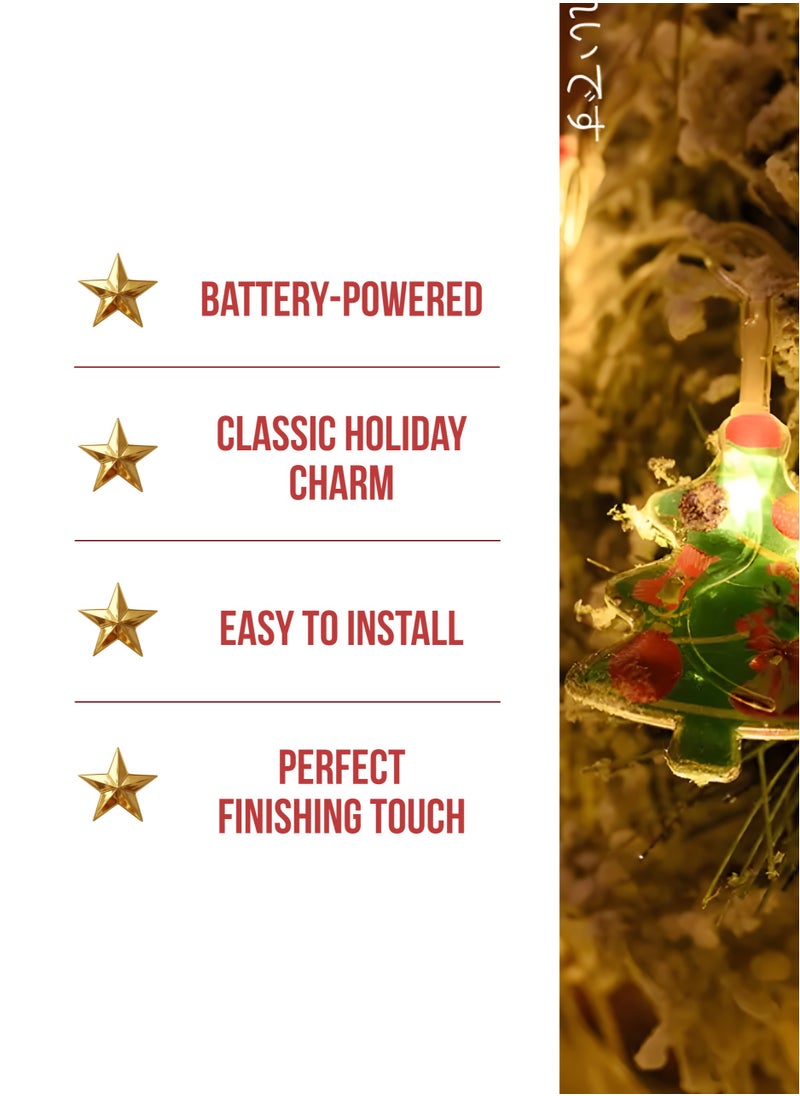 Green Pine  Battery Operated LED String Lights – 2m Battery-Powered Warm LED Rustic Lighting for Wreaths, Mini Trees, and Holiday Decor