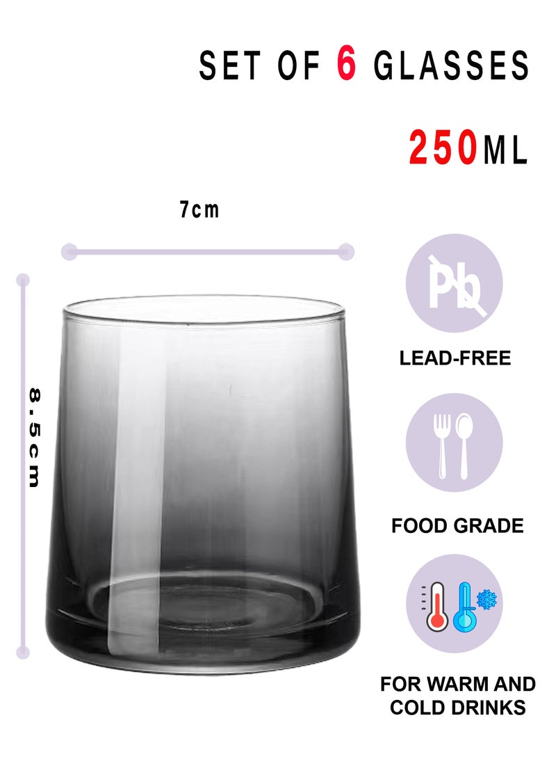 6-Piece Transparent 250Ml Trapezoid Glass Coffee Cups – High Borosilicate Gray Drinking Glasses For Coffee, Beverage & Daily Use - Image 2