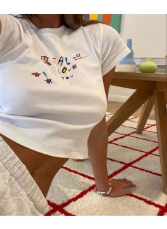 TouzModa Touz Moda Real Love Printed White Crop  - Image 2