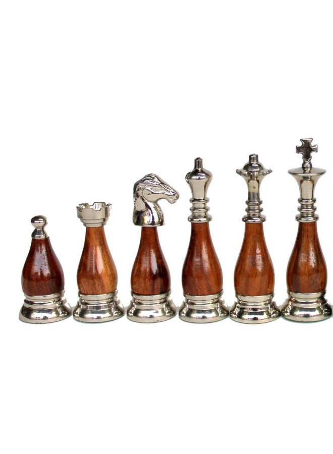 StonKraft Collector Edition Brass Wood Combo Chess Pieces Chessman Chess Coins Pawns - Brown-Yellow - 3.5" Inches King Height - Image 5