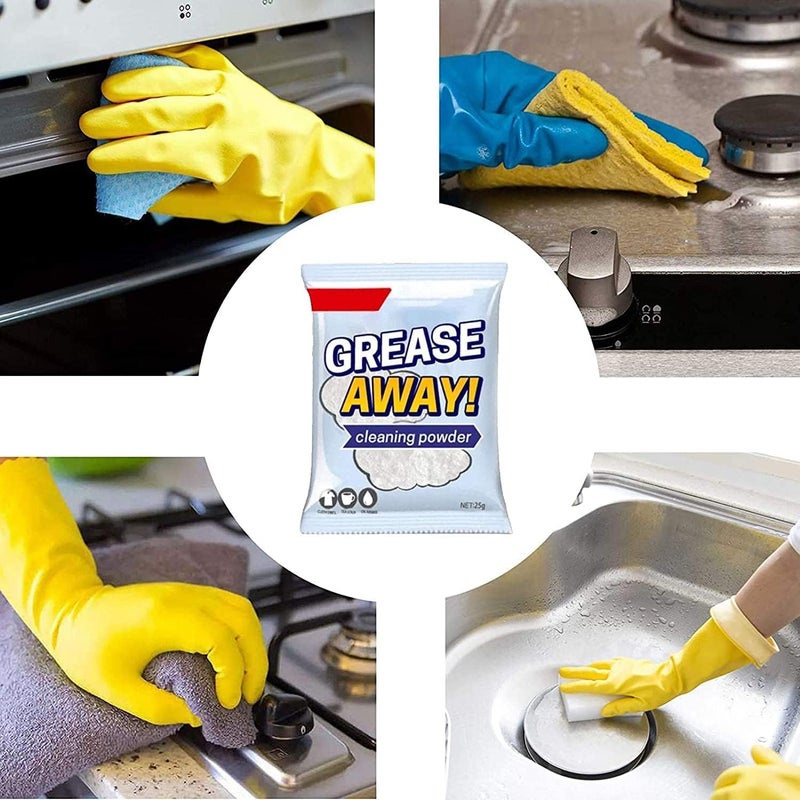 klarako Grease Away Powder Cleaner,Multifunctional Cleaning Powder,Instant Grease Removal Oven Cookware Cleaner for Kitchen Sink,Oven Cookware, Bathroom & Outdoor Use (3 Pack) - Image 5
