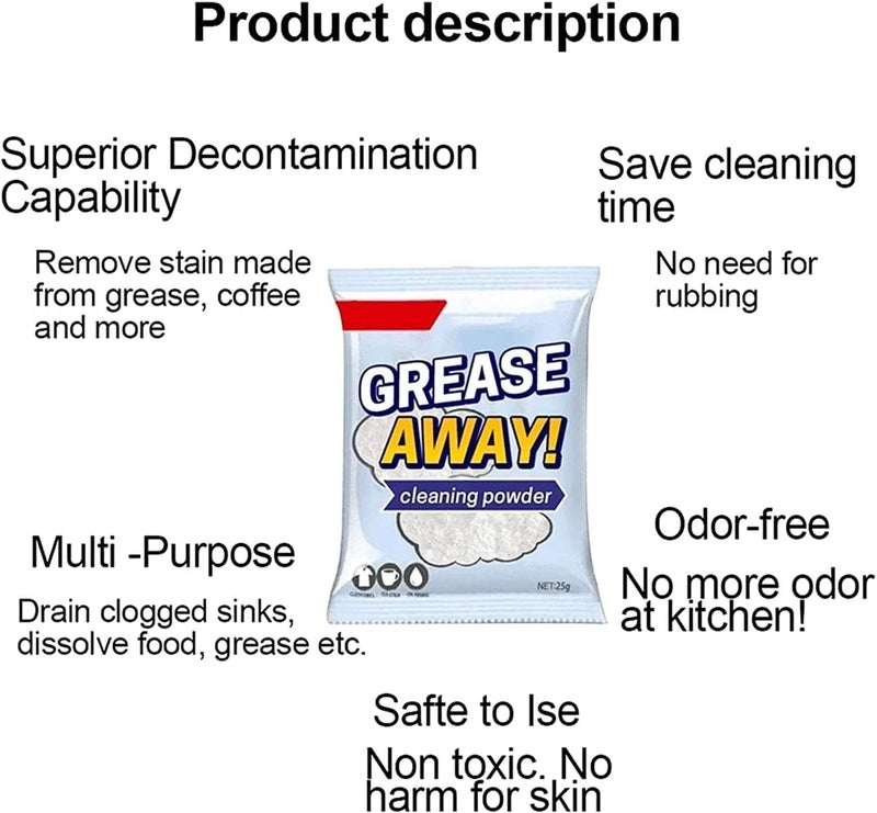 klarako Grease Away Powder Cleaner,Multifunctional Cleaning Powder,Instant Grease Removal Oven Cookware Cleaner for Kitchen Sink,Oven Cookware, Bathroom & Outdoor Use (3 Pack) - Image 4