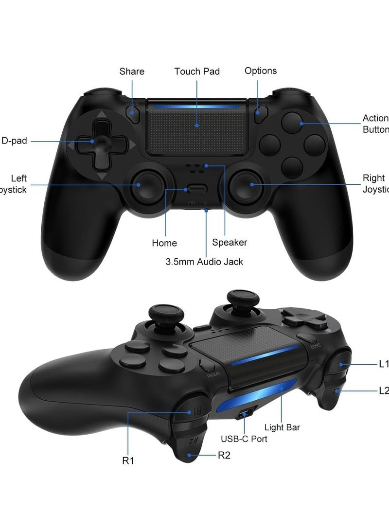 JAJEEK PS4 Controller Wireless, with Vibration Feedback, Motion Sensing, Touchpad, Light Bar, Share, Speaker, 3.5mm Headphone Jack (Black) - Image 3