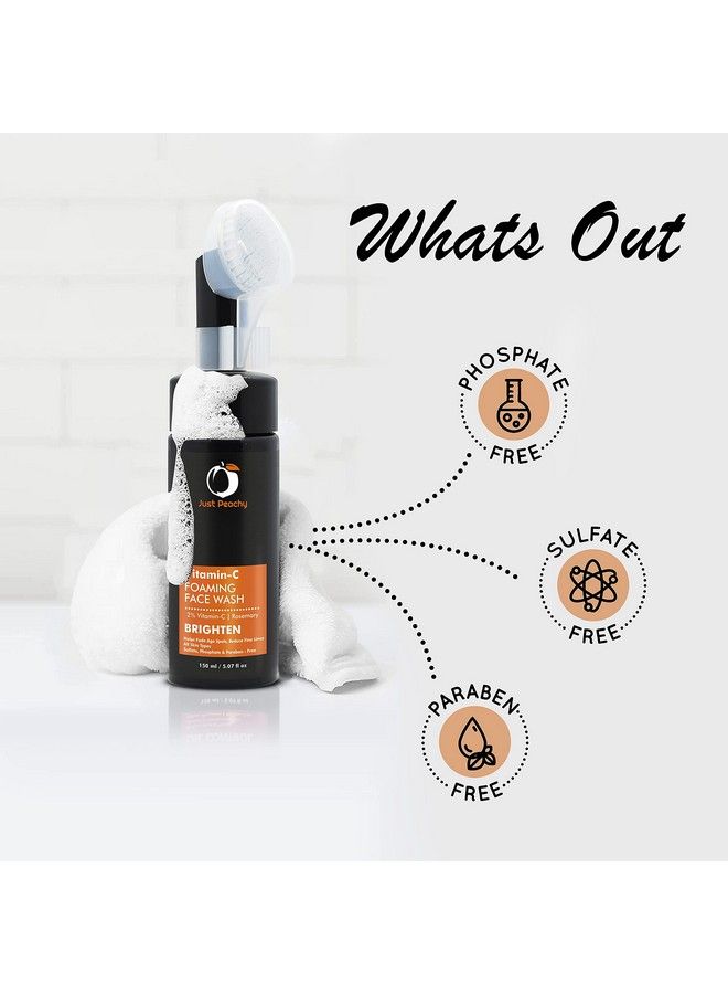 Just Peachy Brighten 2% Vitamin C Foaming Face Wash ; With 2% Vitamin C & Rosemary ; For Skin Brightening & Reducing Dark Spots ; 150Ml - Image 4