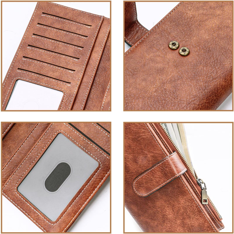 XINNSTAR Womens Wallet RFID Blocking Large Capacity Credit Card Holder Long Purses for Women with Wristlet Pocket ID Window - Image 3