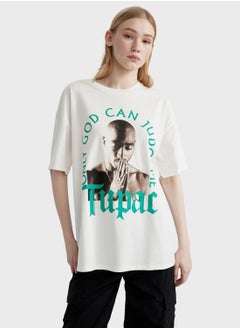 DeFacto Oversize Fit Tupac Shakur Licensed Crew Neck Print  - Image 2