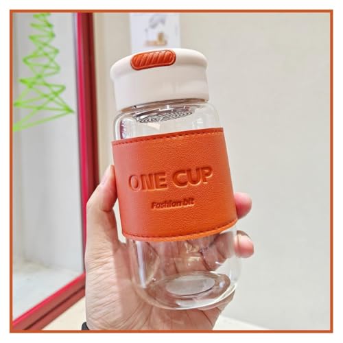 Wosta Tea Infuser Bottle with Strainer - Hot & Cold Brew Glass WaterBottle - Leakproof - Silicone Sleeve - BPA Free Infuser - Tea -Pot Alternative - Leaf (Orange) - Image 2