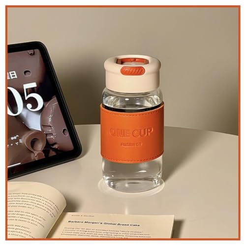 Wosta Tea Infuser Bottle with Strainer - Hot & Cold Brew Glass WaterBottle - Leakproof - Silicone Sleeve - BPA Free Infuser - Tea -Pot Alternative - Leaf (Orange) - Image 1