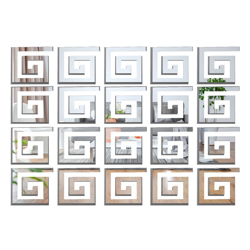Andiker Acrylic Mirror Wall Stickers 10Pcs Removable DIY Mirror Wall Sticker SelfAdhesive 3D Mirror Sticker Frame TV Background Decoration for Tile Window Mirror Small Size Silver