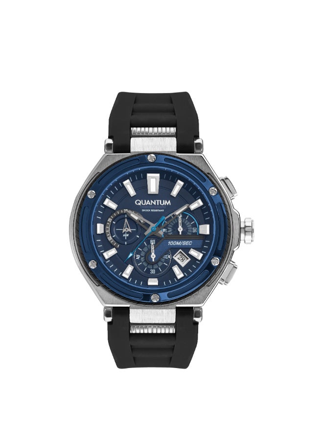 Quantum Men's Chronograph Display Watch With Black Silicone Strap - HNG1010.391  - Image 1