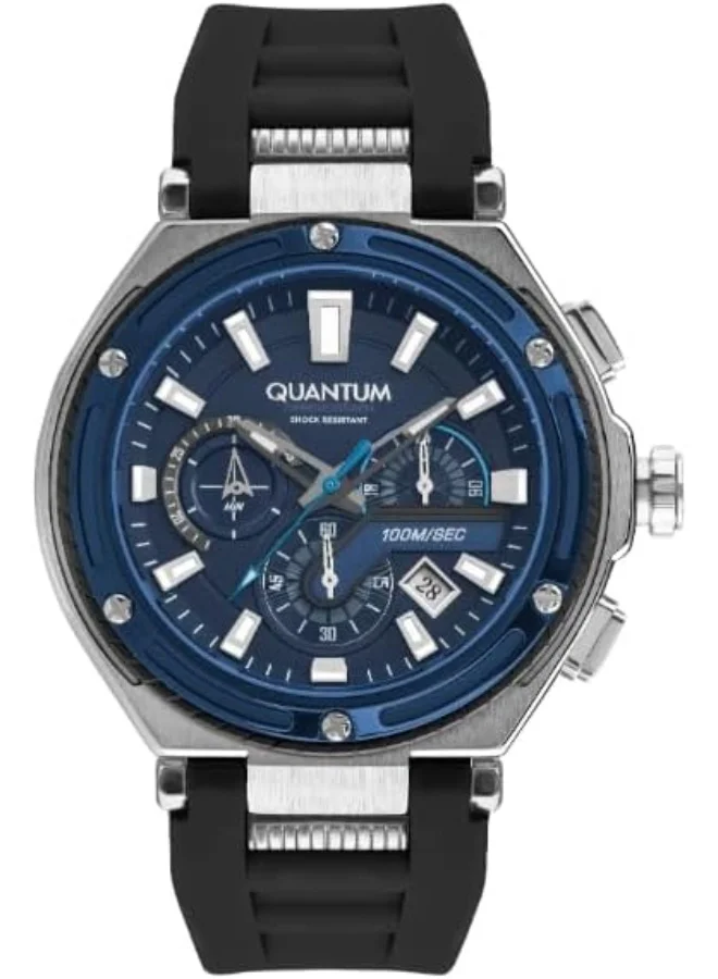 Quantum QUANTUM Men's Watch, Chronograph Display and Silicone Strap - HNG1010.391, Black