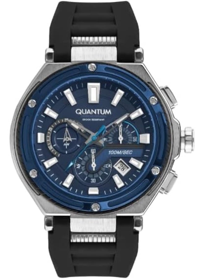 QUANTUM Men's Watch, Chronograph Display and Silicone Strap - HNG1010.391, Black - Image 1