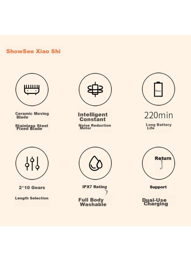 Showsee Electric Hair Clipper For Adults And Children, Fully Washable Body Hair Trimmer With Battery Edge Trimmer, Home Use Hair Cutting Scissors And Haircutting Tool C4-bk Gift For Husband On Christmas - Image 5