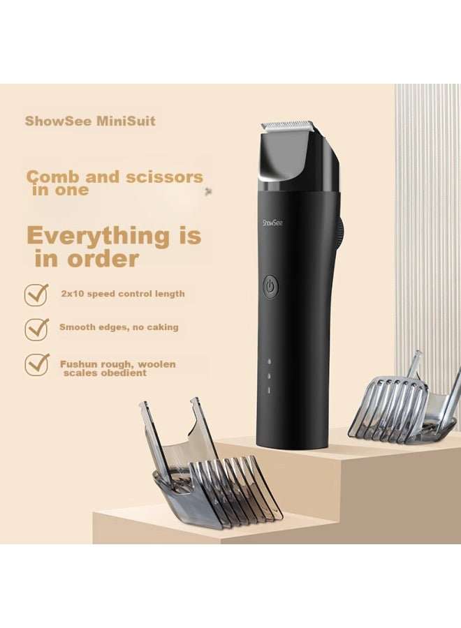 Showsee Electric Hair Clipper For Adults And Children, Fully Washable Body Hair Trimmer With Battery Edge Trimmer, Home Use Hair Cutting Scissors And Haircutting Tool C4-bk Gift For Husband On Christmas - Image 4