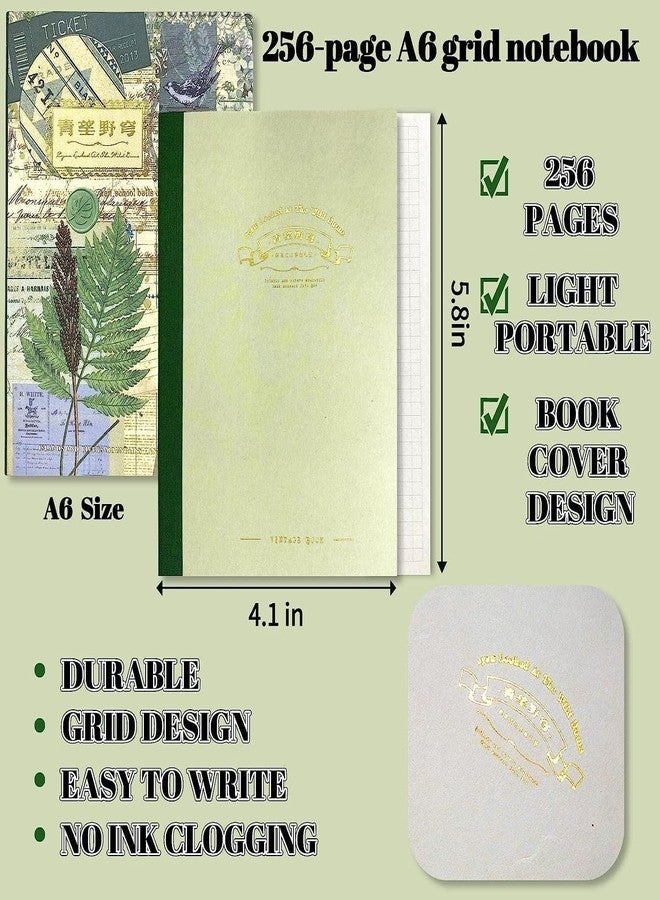 RANUR Vintage Aesthetic Scrapbook Kit with Stickers, Art Bullet Junk Journal Kit with Journaling or Scrapbooking Supplies Journal Planners Paper Stickers Craft Notebook Collage (Botanical) - Image 3