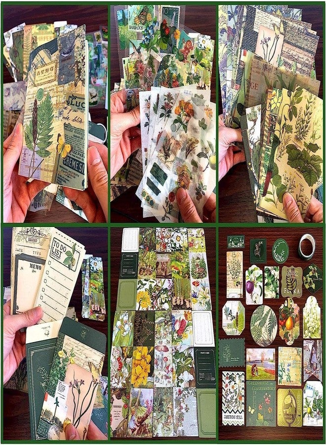 RANUR Vintage Aesthetic Scrapbook Kit with Stickers, Art Bullet Junk Journal Kit with Journaling or Scrapbooking Supplies Journal Planners Paper Stickers Craft Notebook Collage (Botanical) - Image 5