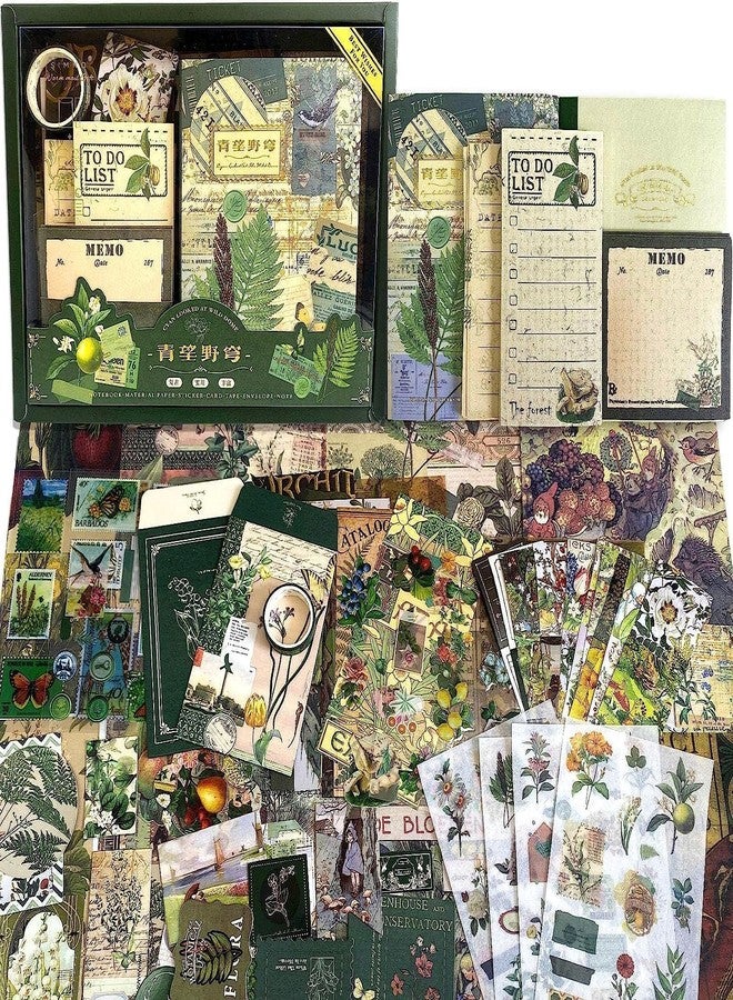 RANUR Vintage Aesthetic Scrapbook Kit with Stickers, Art Bullet Junk Journal Kit with Journaling or Scrapbooking Supplies Journal Planners Paper Stickers Craft Notebook Collage (Botanical) - Image 1