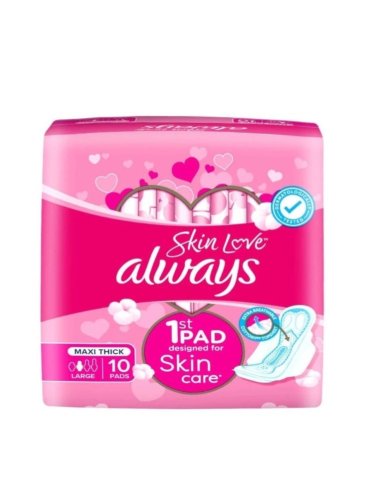 Always Breathable Soft Maxi Thick, Large Sanitary Pads With Wings, 10 Pads Pink Large  - Image 1