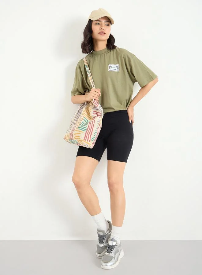 Styli Styli Green Graphic Print Oversized T-Shirt