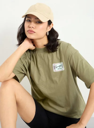 Styli Styli Green Graphic Print Oversized T-Shirt