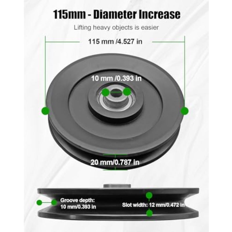 ULZOZN 115MM 4.5in Pulley Wheel for Home Gym Cable Machine Pulldown Smith Machine Lifting System Garage Gym Pulley Universal Gym Nylon Bearing Pulley Attachment 4pcs - Image 3