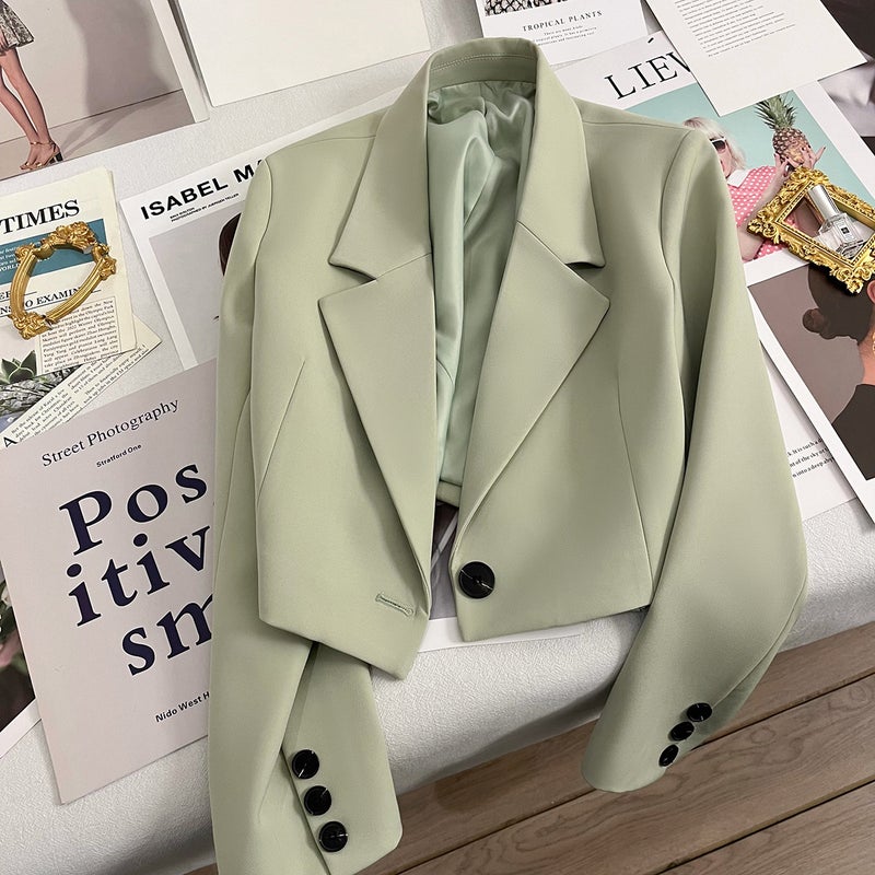Short Suit Jacket Womens New Style Small High-Level Design All-Match Cross-Border Suit Jacket Curry 2329 - Image 2